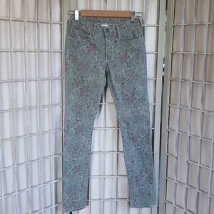 True Religion skinny floral green women pants 24